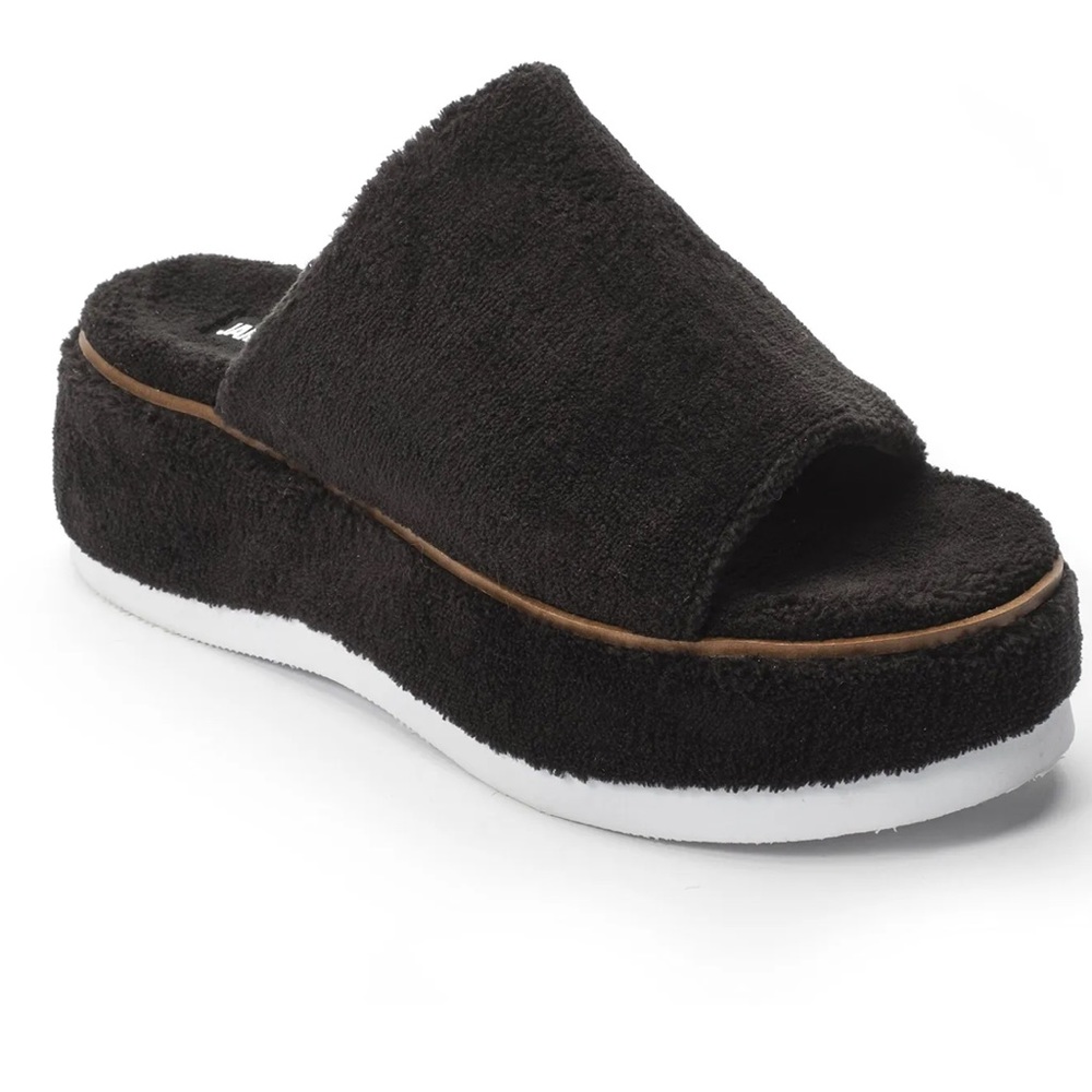 JANE AND THE SHOE Jenny Plush Fleece Platform Slide Sandals Slippers 9